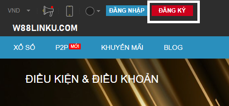 Chọn nút đỏ đăng ký W88