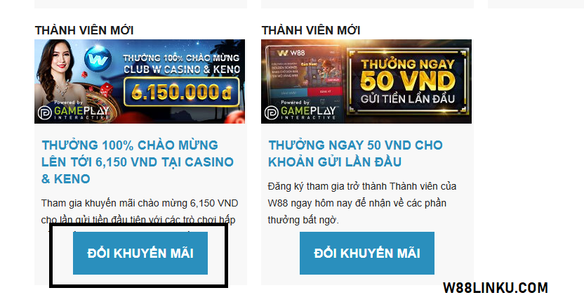 Đổi khuyến mãi tại W88 Đổi khuyến mãi tại W88