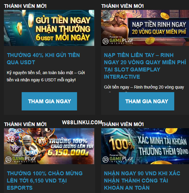 Gói chào mừng sau khi đăng ký W88