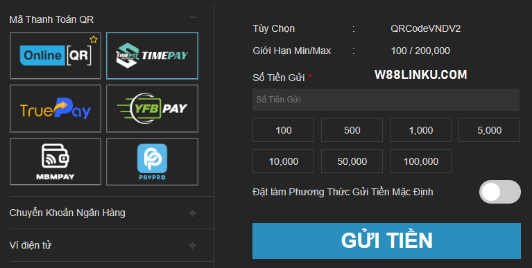 Nạp tiền W88 thông qua QR Code Nạp tiền W88 thông qua QR Code