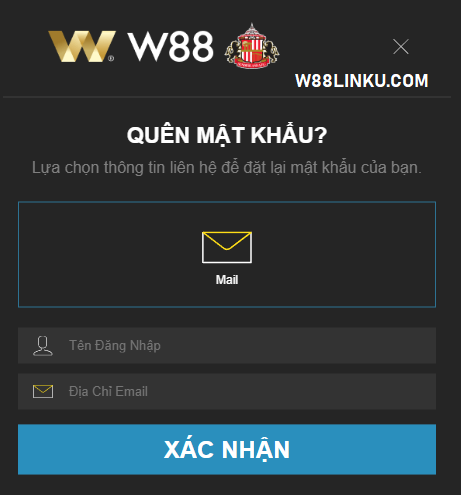 Xác nhận quên mật khẩu W88